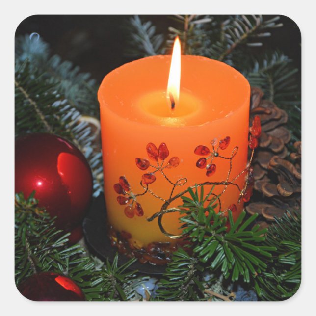 Christmas Candle Arrangement Square Sticker (Front)
