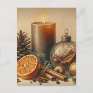 Christmas Candle Art Postcard