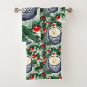 Christmas Candle Bath Towel Set