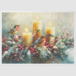 Christmas Candle & Birds Tissue Paper<br><div class="desc">Christmas Candle & Birds</div>