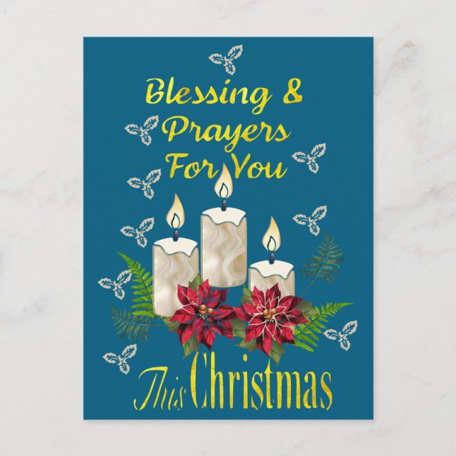 Christmas Candle Blessings and Prayers Postcard (Front)