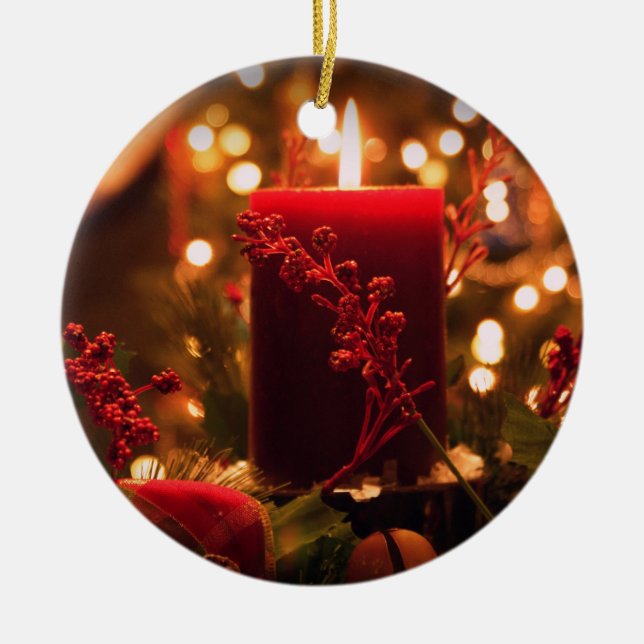Christmas candle ceramic ornament (Front)