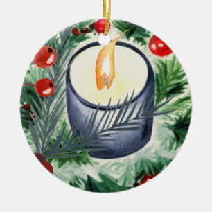 Christmas Candle Ceramic Ornament