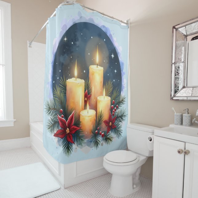 Christmas Candle Glow with Poinsettias (In Situ)