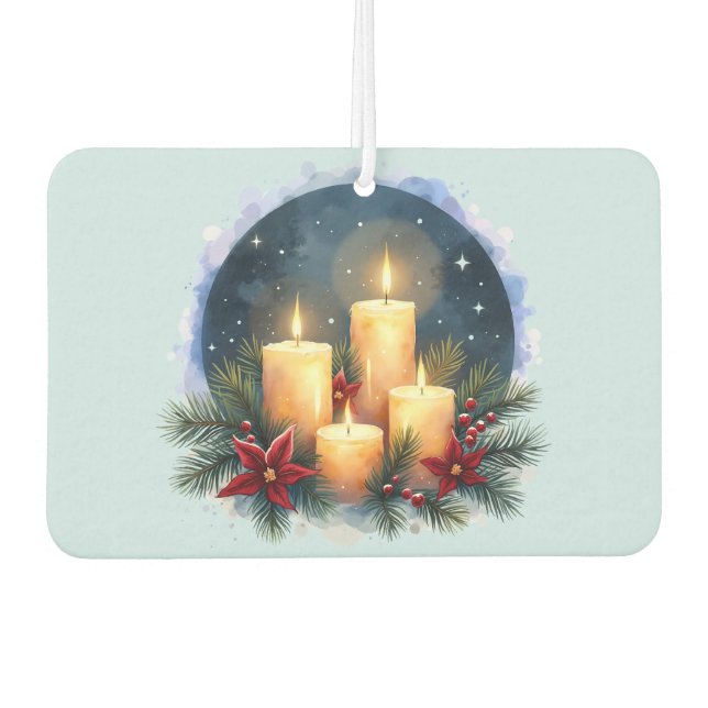Christmas Candle Glow with Poinsettias Air Freshener (Front)