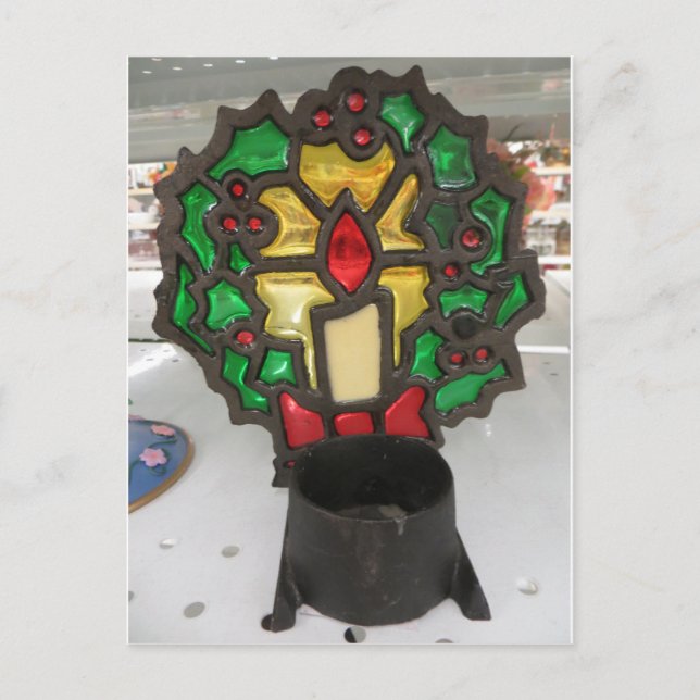 Christmas Candle Holder Postcard (Front)