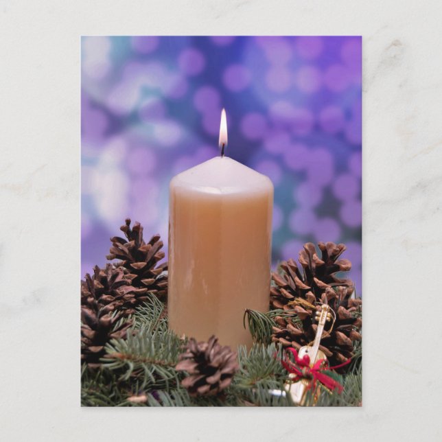 Christmas candle holiday postcard (Front)