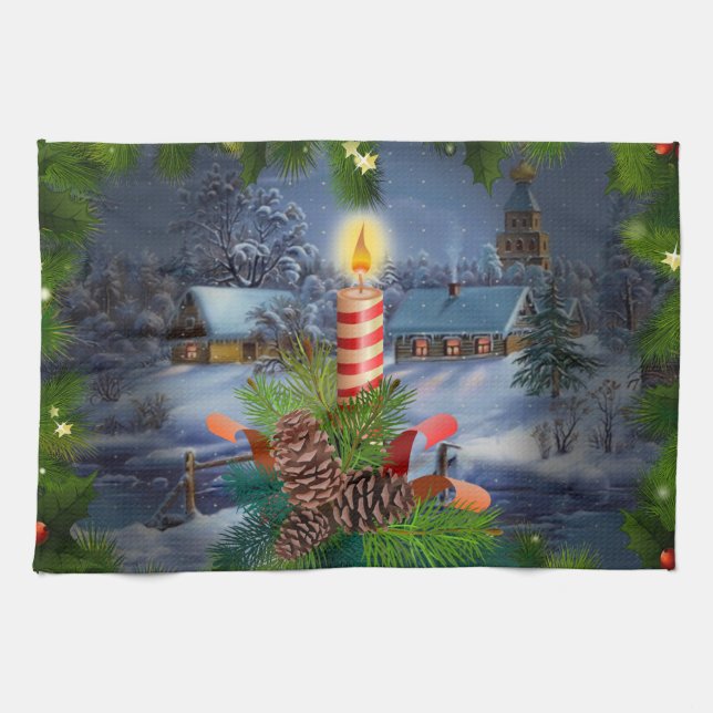 Christmas candle kitchen towel (Horizontal)