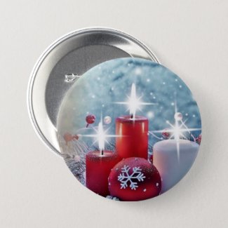 Christmas Candle Large Round Button