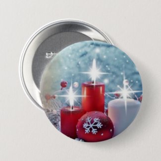 Christmas Candle Large Round Button