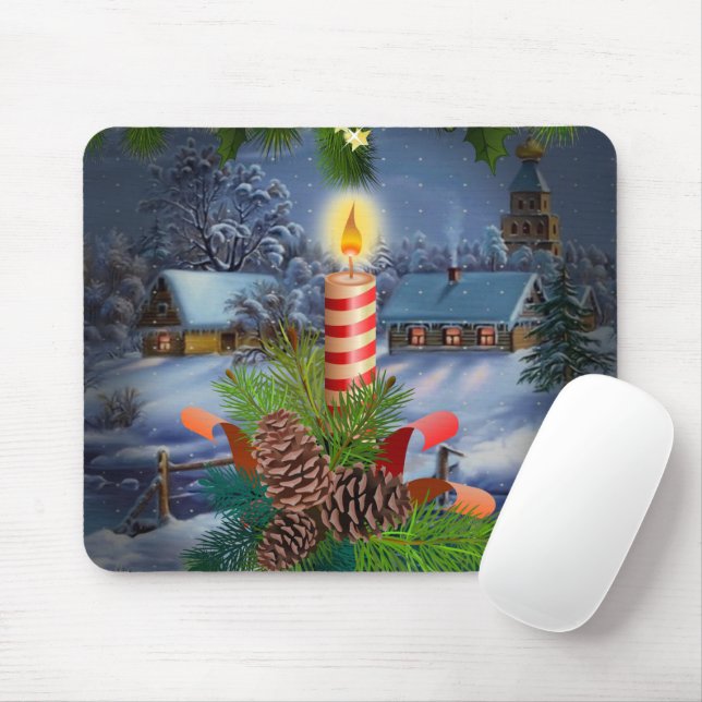 Christmas candle mouse pad (With Mouse)