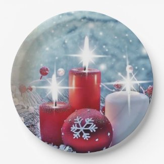 Christmas Candle Paper Plate
