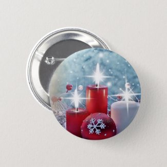 Christmas Candle Round Button