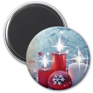 Christmas Candle Round Magnet