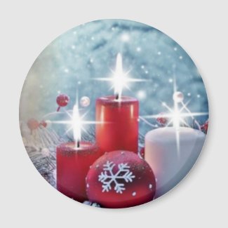 Christmas Candle Round Magnet