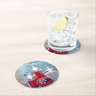 Christmas Candle Round Paper Coaster