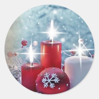 Christmas Candle Round Sticker