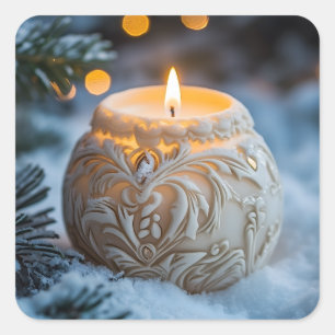 Christmas Candle Square Sticker