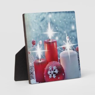 Christmas Candle Tabletop Plaque with Easel