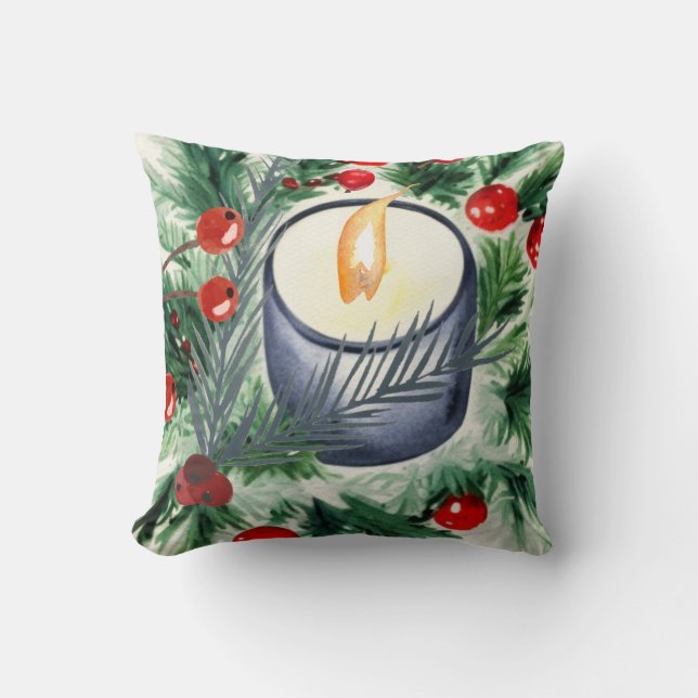 Christmas Candle Throw Pillow (Front)