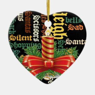 Christmas Candle Word Art Collection Ceramic Ornament