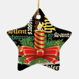Christmas Candle Word Art Collection Ceramic Ornament
