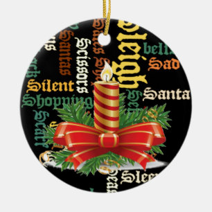 Christmas Candle Word Art Collection Ceramic Ornament