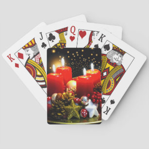 Christmas Candle Wreath Decoration Playing Cards