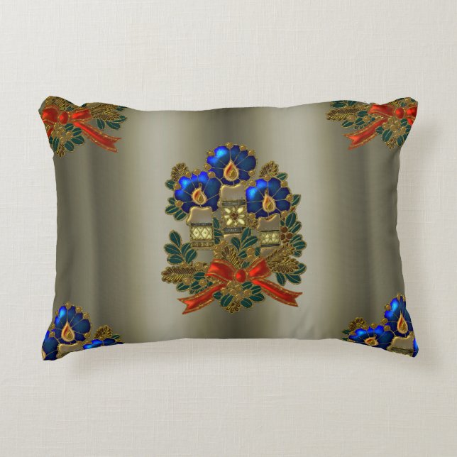 Christmas Candles and Wreath Decorative Pillow (Front)