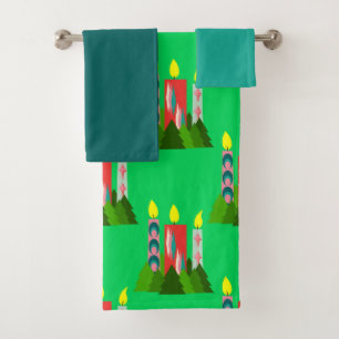 Christmas Candles Bath Towel Set