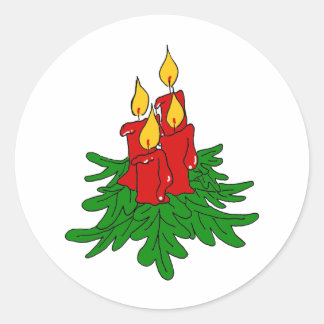christmas candles classic round sticker