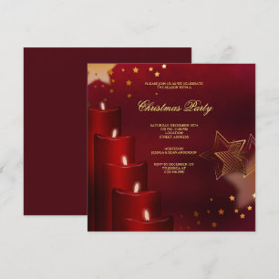 Christmas Candles & Golden Stars Christmas Party Invitation