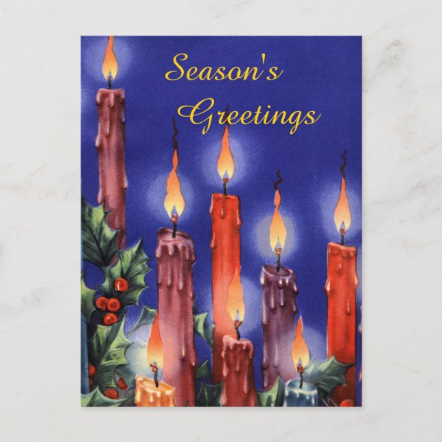 Christmas Candles Holiday Postcard (Front)