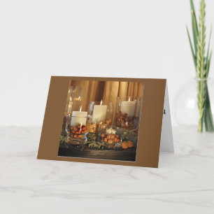 CHRISTMAS CANDLES ILLUMINATED FIREPLACE MANTLE HOLIDAY CARD