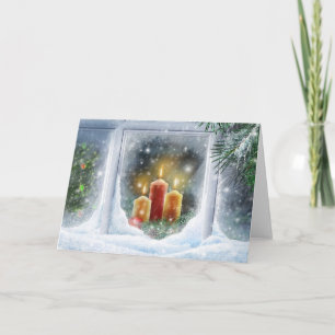 Christmas Candles In The Window Holiday Card