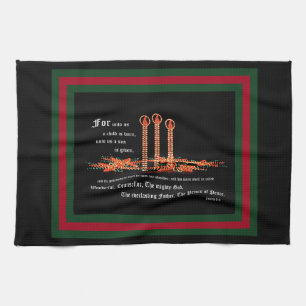 Christmas Candles, Isaiah 9:6 Kitchen Towel
