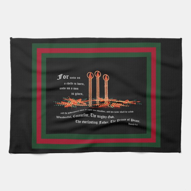 Christmas Candles, Isaiah 9:6 Kitchen Towel (Horizontal)