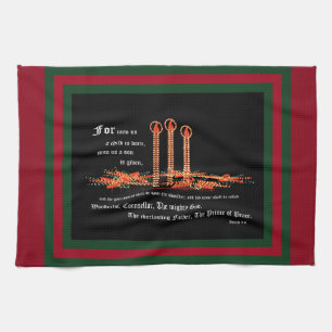 Christmas Candles, Isaiah 9:6 Kitchen Towel