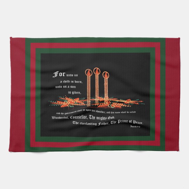 Christmas Candles, Isaiah 9:6 Kitchen Towel (Horizontal)