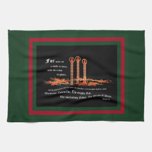Christmas Candles, Isaiah 9:6 Kitchen Towel