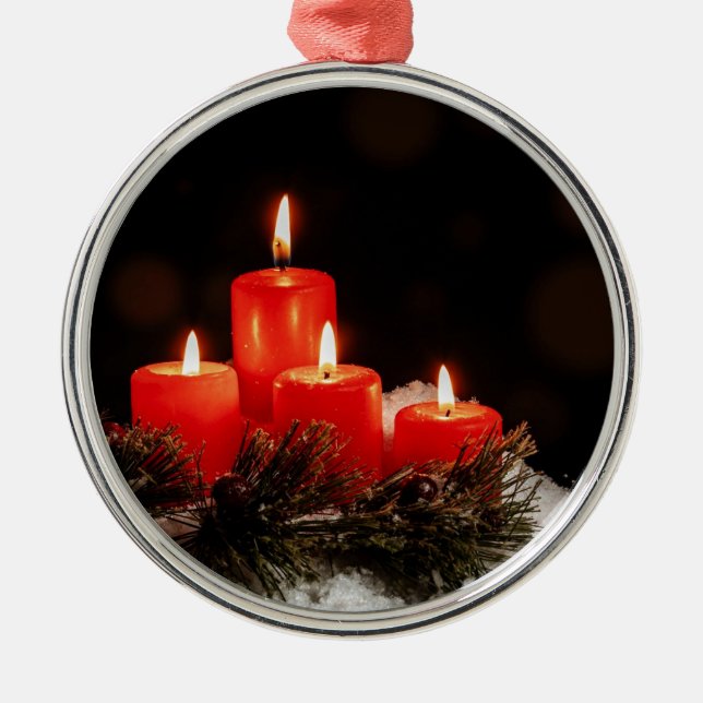 Christmas Candles Metal Ornament (Front)