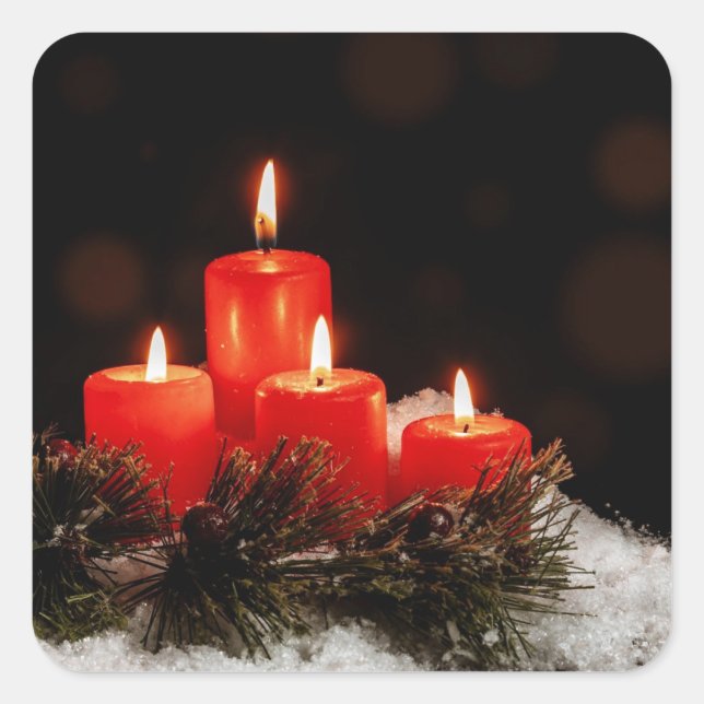 Christmas Candles Square Sticker (Front)
