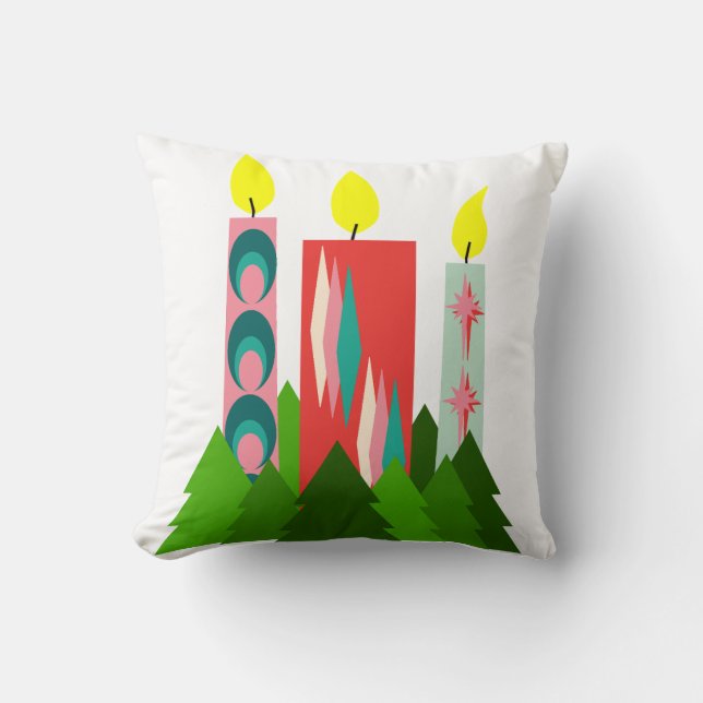 Christmas Candles  Throw Pillow (Front)