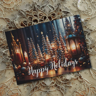 Christmas Candles Village Grey Tablescape Card