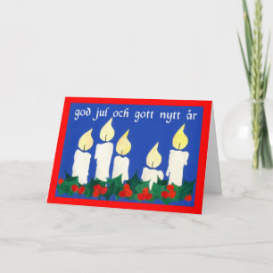 Christmas Candles with Swedish Greeting Holiday Card