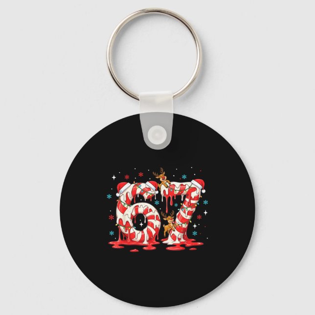 Christmas Candy Cane 67 Meme Six Seven Funny Boys  Keychain (Front)
