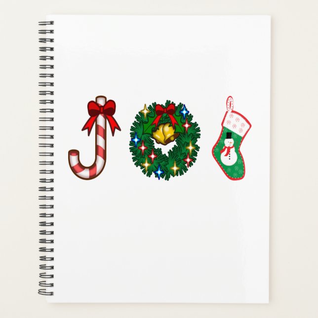 Christmas Candy cane Bells wreath Snowman Sock JOY Planner (Front)