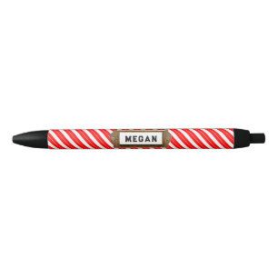 Christmas Candy Cane Black Ink Pen
