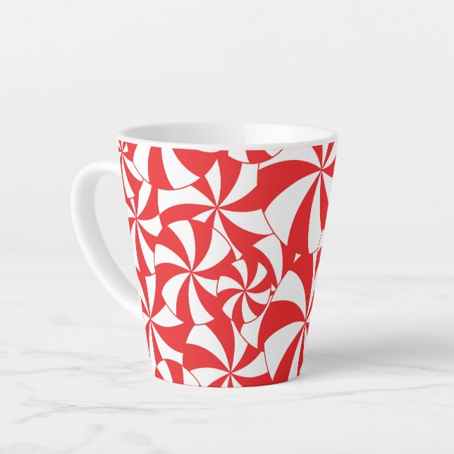 Christmas Candy Cane Coffee Mug Red and White Cup (Left Angle)