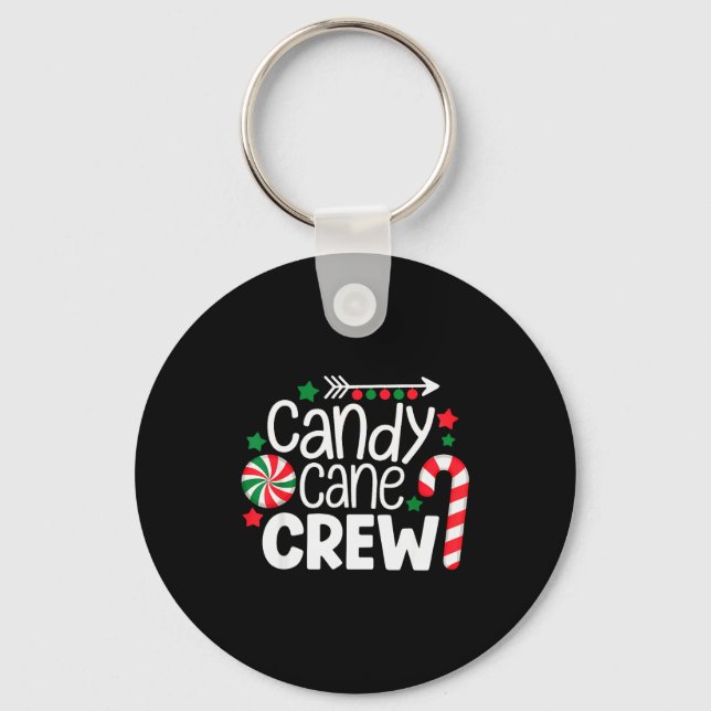 Christmas Candy Cane Crew Shirt Women Girls Boys K Keychain (Front)